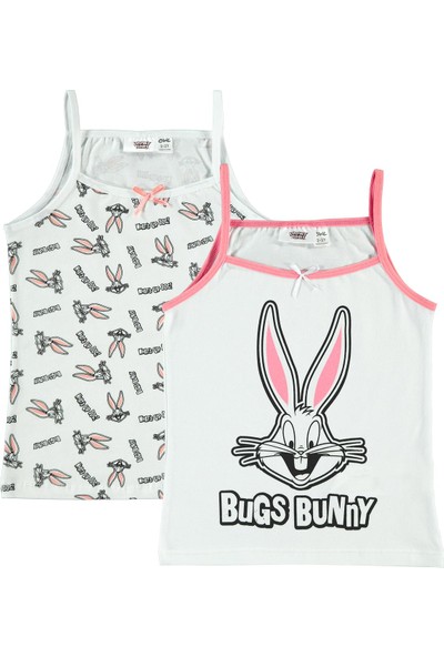 Bugs Bunny Kız Çocuk 2'li Atlet 2-10 Yaş Beyaz