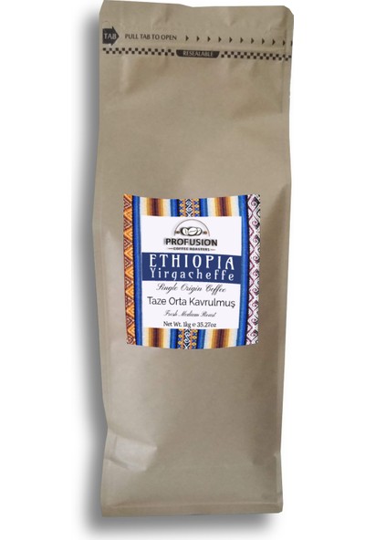 Profusion Coffee Taze Orta Kavrulmuş (Ethiopia) Etiyopya Yirgacheffe Grade 1 Kahve 1 kg