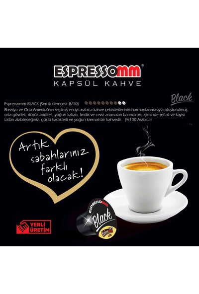 Espressomm Black Kapsül Kahve 20'li Nespresso Uyumlu