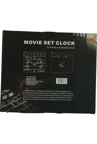 Zen Clapperboard Clock Analog Klaket Duvar Saati Dekoratif Hediyelik
