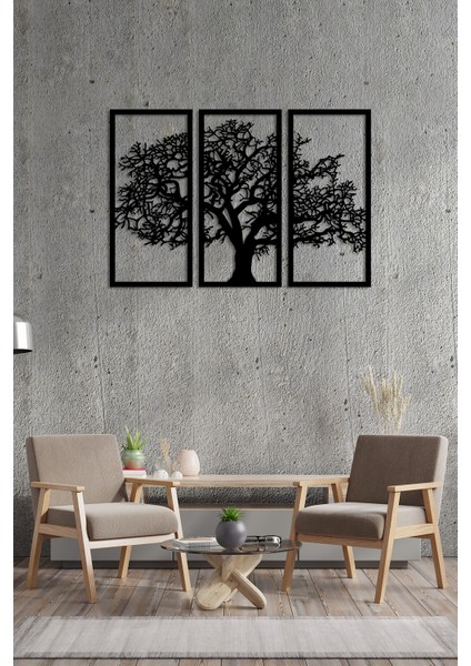 - Üçlü Ağaç Tablo Duvar Oda Ev Aksesuarı Ahşap Tablo 73X50CM