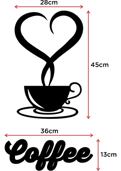 - Fincan ve Coffee Kahve Lazer Kesim Duvar Oda Ev Aksesuarı Ahşap Tablo