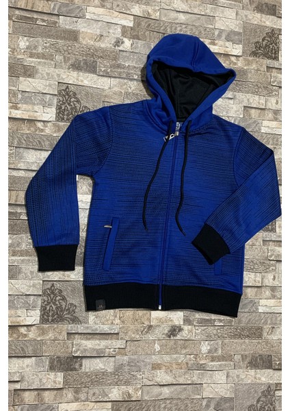 Çocuk Saks Siyah Baskılı Fermuarlı Cepli Kapşonlu Günlük Dört Mevsim Sweatshirt fiyatları