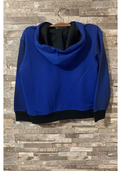 Çocuk Saks Siyah Baskılı Fermuarlı Cepli Kapşonlu Günlük Dört Mevsim Sweatshirt fırsatları