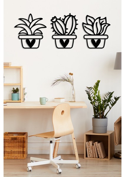 - Modern Kaktüs Lazer Kesim Duvar Oda Ev Aksesuarı Ahşap Tablo