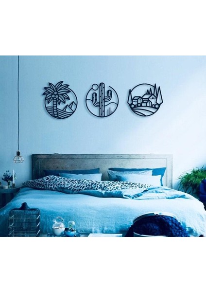 - Doğa Kaktüs ve Köy Palm 3'lü Set Modern Duvar Oda Ev Aksesuarı Ahşap Tablo modelleri
