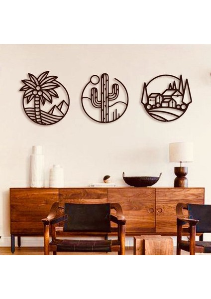 - Doğa Kaktüs ve Köy Palm 3'lü Set Modern Duvar Oda Ev Aksesuarı Ahşap Tablo fırsatları