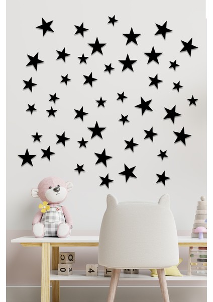 - Lazer Kesim Ahşap Yıldız Duvar Dekoru Mdf 100 Adet 4-5-6cm