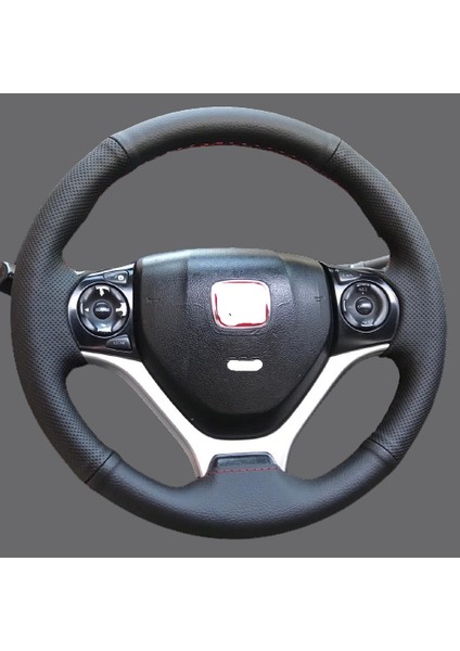 Honda_cıvıc_fb7-Fd6-Fc5 Tüm Hondalar Için__araç_için_kırmızı_dikişli__çift_desenli_deri_araç__direksiyon_kılıfı