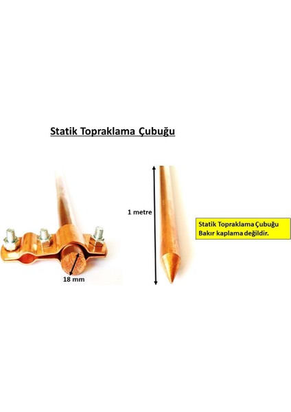 Statik Elektrik Bakır Topraklama Levhası Seti