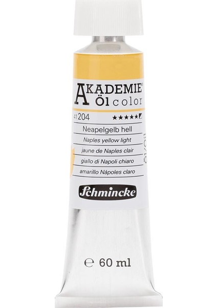 Akademie Öl Color  Yağlı Boya  60 ml  Seri 1  204 Naples Yellow Light