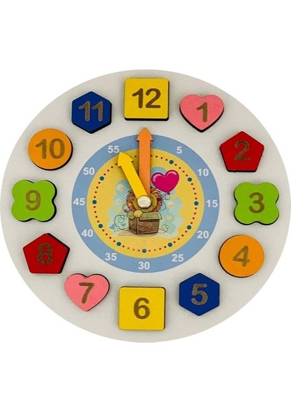 Geometrik Yapboz Oyuncak Ahşap Saat