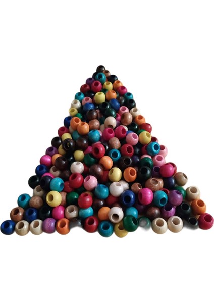 1 kg 10 mm Karışık Renkli Ahşap Boncuk ( ort 2700 adet )