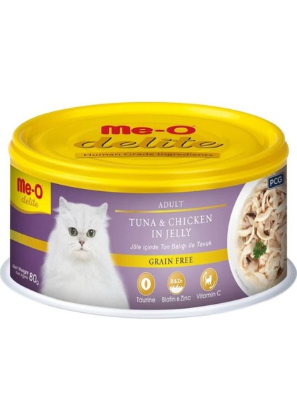 Delite Tahılsız Ton Tavuk Jelly Kedi Konservesi 80GR