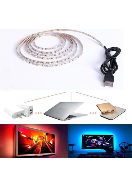 Bluetoothlu Tv Arkası Şerit LED Işık Rgb USB Girişli Tak Çalıştır 2 Metre