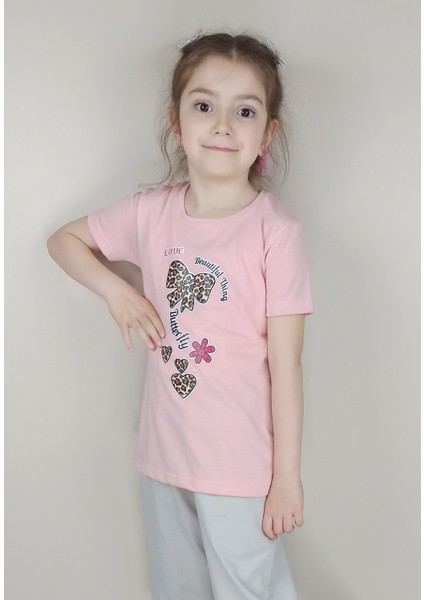 Kız Garson Pamuklu Pembe T-Shirt