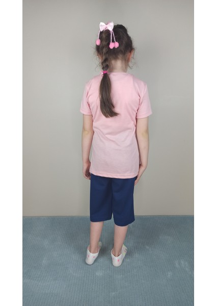 Kız Garson Pamuklu Pembe Kapri Takım modelleri
