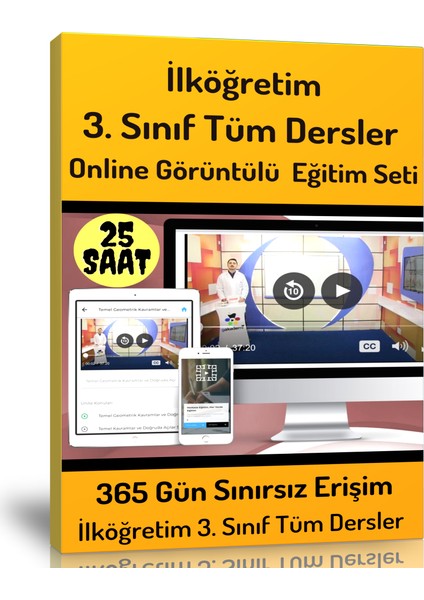 İlköğretim 3. Sınıf Tüm Dersler Online Görüntülü Eğitim Seti