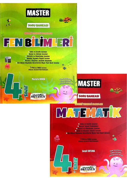 Okyanus Yayınları 4. Sınıf Matematik, Fen Master Soru Bankası Seti