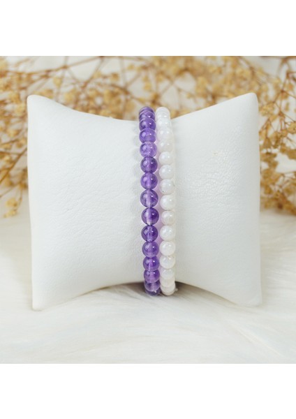 Rutil Kuvars - Ay Taşı Doğal Taş 2'li Bileklik fiyatları