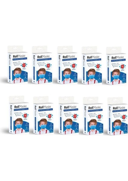 Erkek Çocuk 3 Katlı Telli Cerrahi Maske 10 Lu 10 Adet
