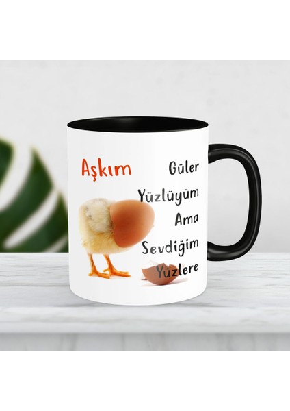 Kişiye Özel Isimli Güler Yüzlü Civciv Baskılı Kupa Bardak 6540