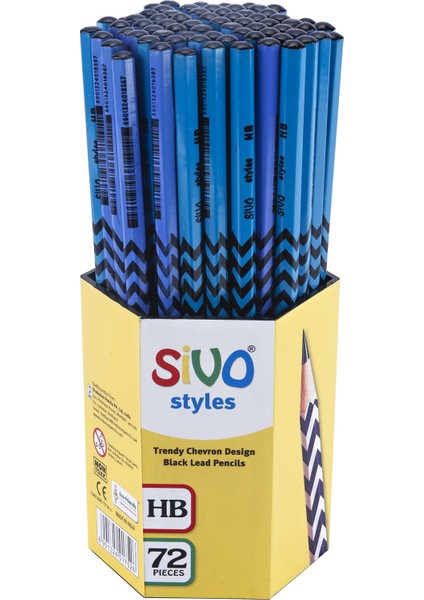 Chevron Köşeli Hb Kurşun Kalem 72'li Paket