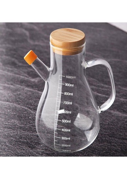 Borosilikat Camlı Bambu Kapaklı 1000 ml Yağlık Sirkelik fiyatları