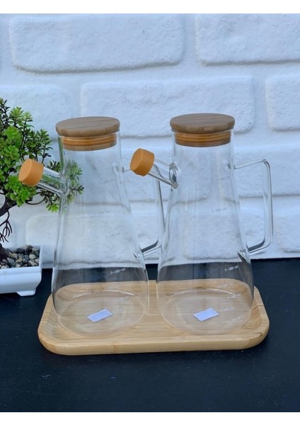 Borosilikat Camlı Bambu Kapaklı 1000 ml Yağlık Sirkelik fırsatları