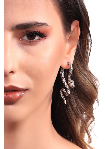 Kadın Antik Gümüş Kaplama Çivili Model Kabartma Baskılı Yılan Küpe fırsatları