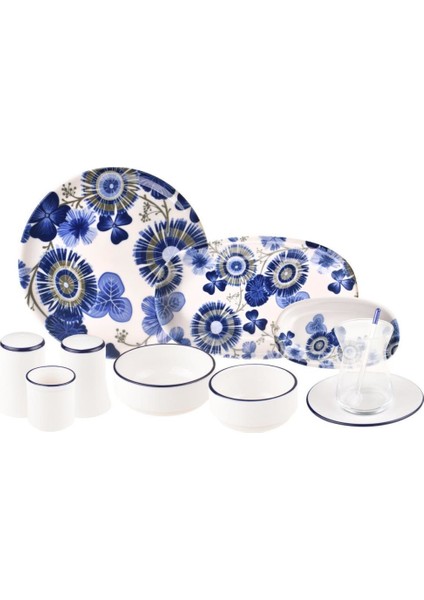 Flora 35 Parça Bone Porselen Kahvaltı Takımı B3038