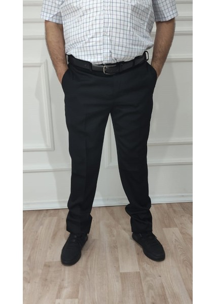 Erkek Klasik Rahat Kesim Desenli Kumaş Pantolon Orta Yaş İçin Şık Model