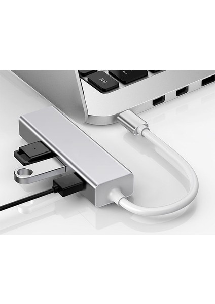 FC05-G Macbook Uyumlu Type-C™ USB3.1 to 3* USB 3.0 1000 Mbps Gigabit Ethernet RJ45 Çevirici Hub Adaptör