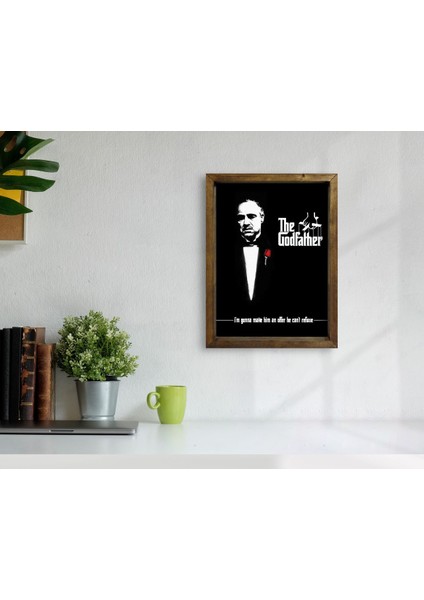 Gift Godfather Baba Tasarımlı Doğal Masif Ahşap Çerçeveli Tablo 45X65CM-3