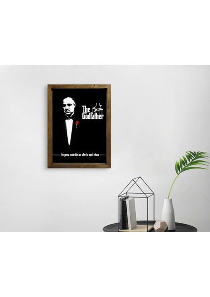 Gift Godfather Baba Tasarımlı Doğal Masif Ahşap Çerçeveli Tablo 45X65CM-3