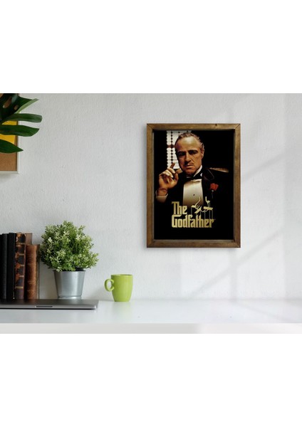Gift Godfather Baba Tasarımlı Doğal Masif Ahşap Çerçeveli Tablo-4