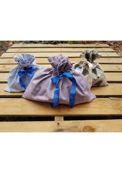 Pamuklu Kumaş Mavi Çizgili 2,5 kg Erzak-Bakliyat Torbası BEG_34 modelleri