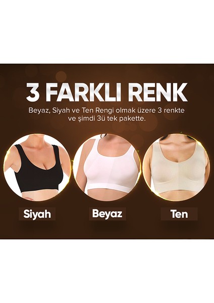 Dikişsiz Pedli Sütyen Seti. 3 Renk Tek Pakette (Siyah-Beyaz-Ten ) fırsatları