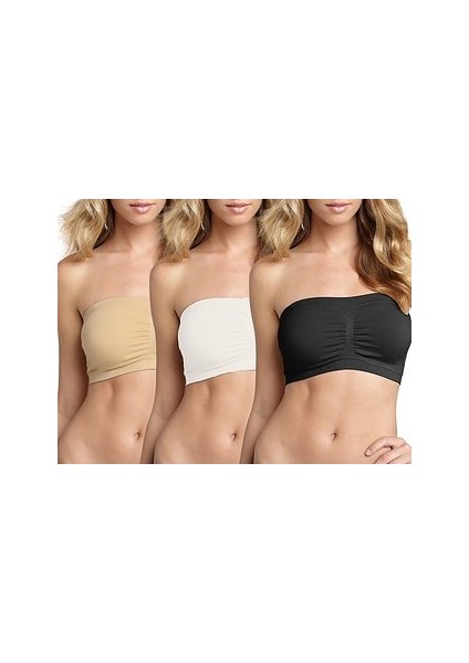 Normbra 3 Adet Dikişsiz Straplez Sütyen Sütyen Seti Siyah-Beyaz-Ten 3 Renk Tek Pakette fiyatları