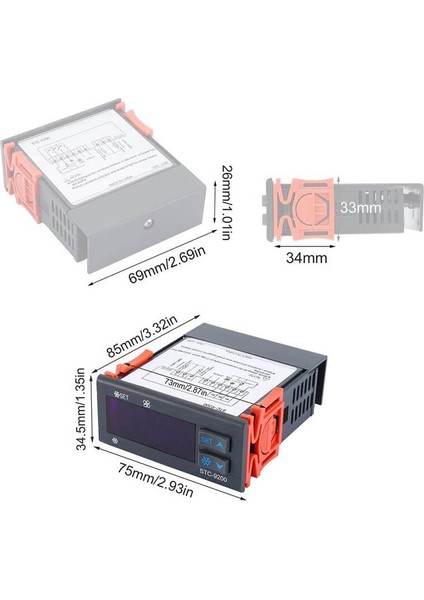 Dijital Sıcaklık Kontrol Cihazı Termostat Regülatörü Çift Prob