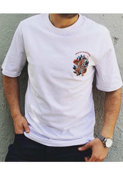 Kaplan Baskılı Oversize T-Shirt