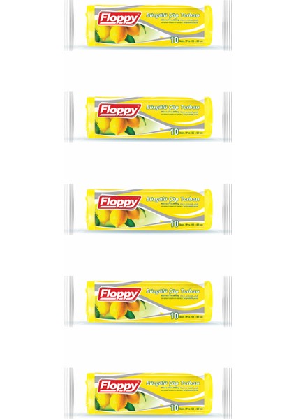 Limon Kokulu Büzgülü Çöp Torbası 55X60 cm 10’lu 130 gr 5'li