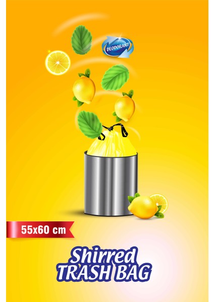 Limon Kokulu Büzgülü Çöp Torbası 55X60 cm 10’lu 130 gr 10'lu fiyatları