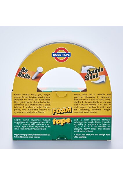 Boss Tape Solvent Akrilik Köpük Aksesuar Montaj Bandı 24MMX10M