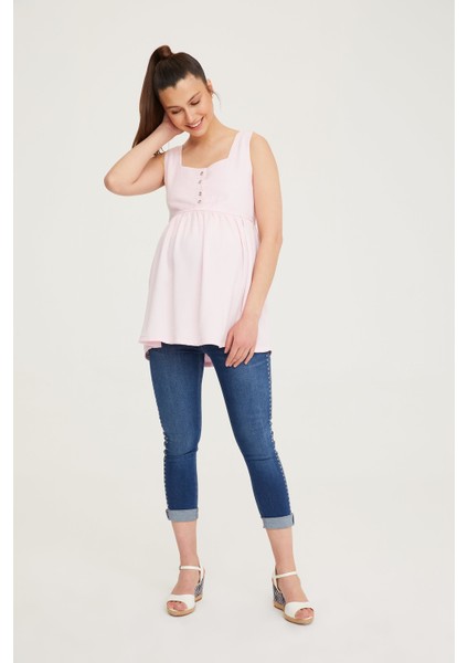 VAV1075-0001 Cepsiz Bol Kesim Pembe Hamile Tunik fiyatları