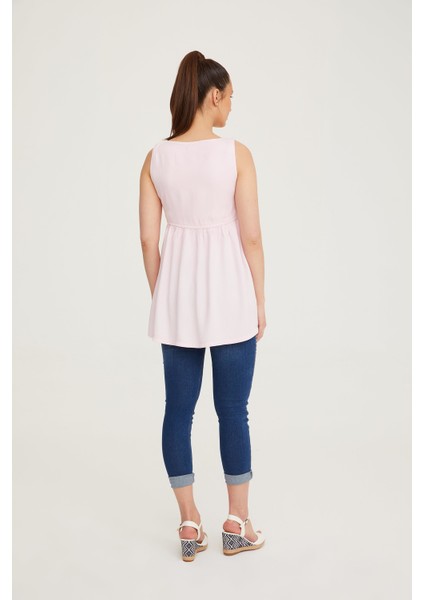 VAV1075-0001 Cepsiz Bol Kesim Pembe Hamile Tunik modelleri