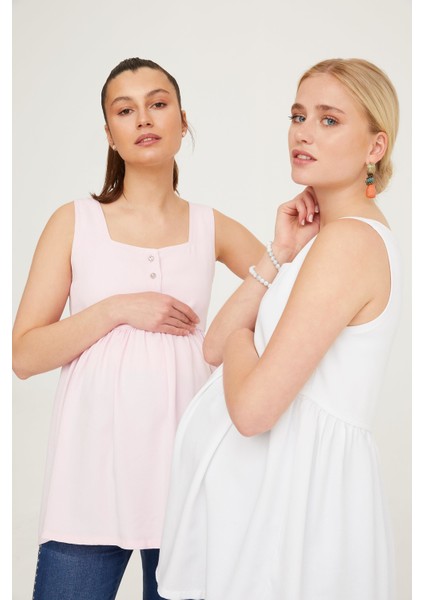 VAV1075-0001 Cepsiz Bol Kesim Pembe Hamile Tunik indirimleri