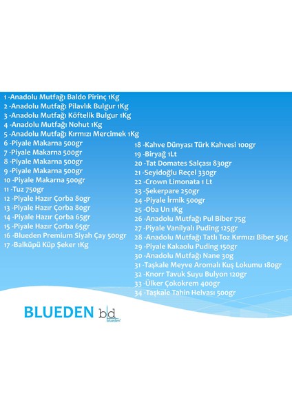 Kurban Kumanya Yardım Erzak Kolisi 34 Parça 9 Nolu Paket