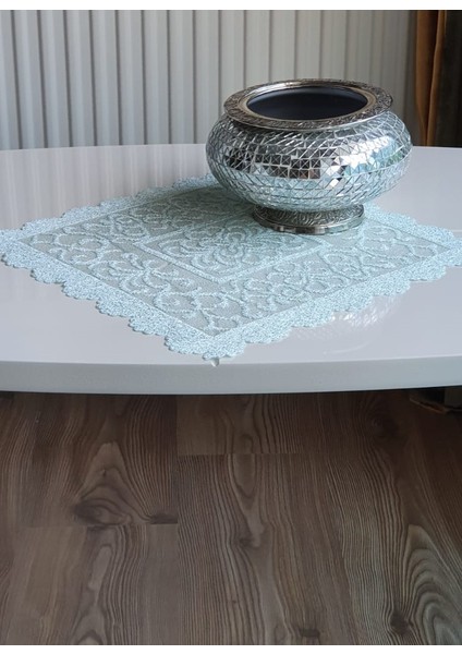 Osmanlı Desen Örme Peçete 6 Adet Su Yeşili