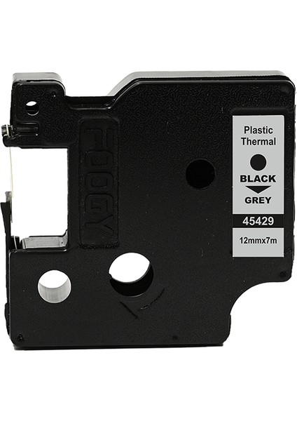 Dymo D1 Etiket Muadili Plastik Thermal 12 mm 7 mt Gri Siyah indirimleri